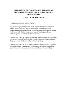 2001-2003 FACULTY CONTRACT REGARDING MANDATED FUNDING FOR SPECIAL SALARY ADJUSTMENTS ARTICLE XX, SALARIES