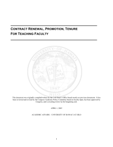 Contract Renewal, Promotion, Tenure for Teaching Faculty