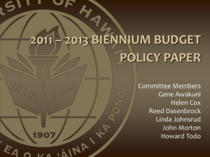 2011-2013 Biennium Budget Policy Paper