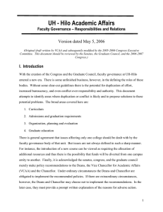 Faculty Governance - Responsibilities and Relations