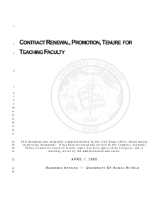 Contract Renewal, Promotion, Tenure for Teaching Faculty