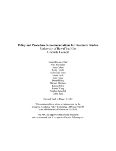 Policy and Procedure Recommendations for Graduate Studies