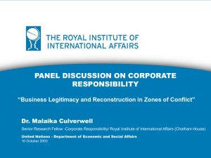 Ms. Malaika Culverwell, Senior Fellow at the Royal Institute for International Affairs, London