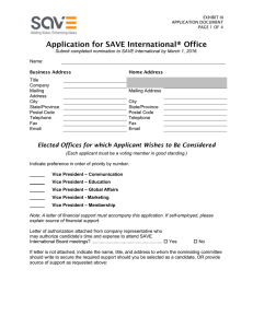 Application for SAVE International® Office