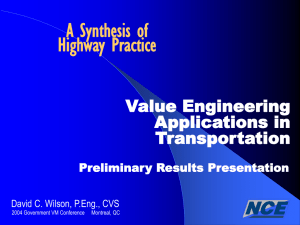 A Synthesis of Hwy Practice VE Applications in Transportation