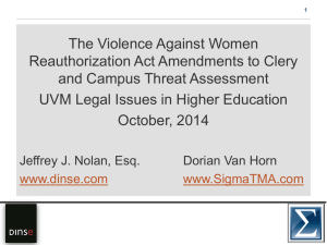 VAWA and Campus Threat Assessment Nolan Van Horn LIHE 2014 (B1289861)