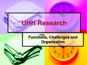 UHH Research: Functions, Challenges and Organization 2004