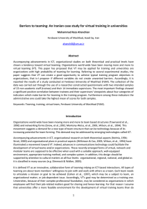 Barriers to teaming: An Iranian case study for virtual training...  Abstract