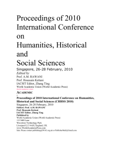 Proceedings of 2010 International Conference on Humanities, Historical