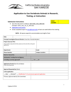 Application Form to Use Vertebrate Animals in Research