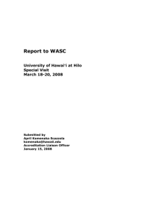 Special Visit Report to WASC, January 2008