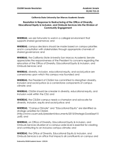 Resolution in Response to Restructuring of the Office of Diversity, Educational Equity Inclusion, and Ombuds Services into the Division of Community Engagement