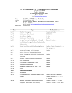 CE 487 - Microbiology for Environmental Health Engineering