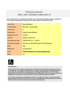 Bio 1407 - General Bio 2 - sec 62524 - Syllabus - Fall 2013 - Andrew Evans - HCC Katy.doc