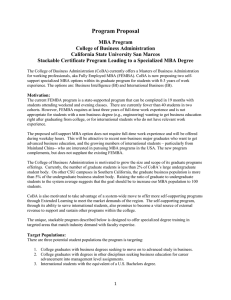 Revised MBA Program Proposal