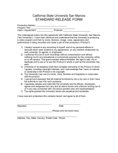 STANDARD RELEASE FORM California State University San Marcos