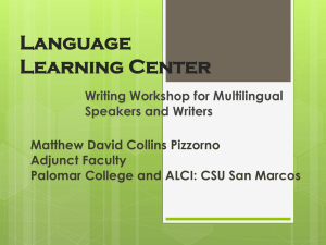Language Learning Center Writing Workshop for Multilingual Speakers and Writers