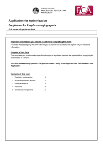 Supplement for Lloyd's Managing Agents