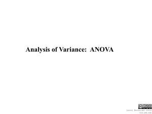 Analysis of Variance - One Variable