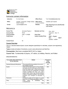 Syllabus PHYSICS 2325 - FALL 2015 2pm.doc