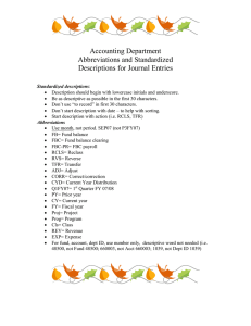 Accounting Department Abbreviations and Standardized Descriptions for Journal Entries