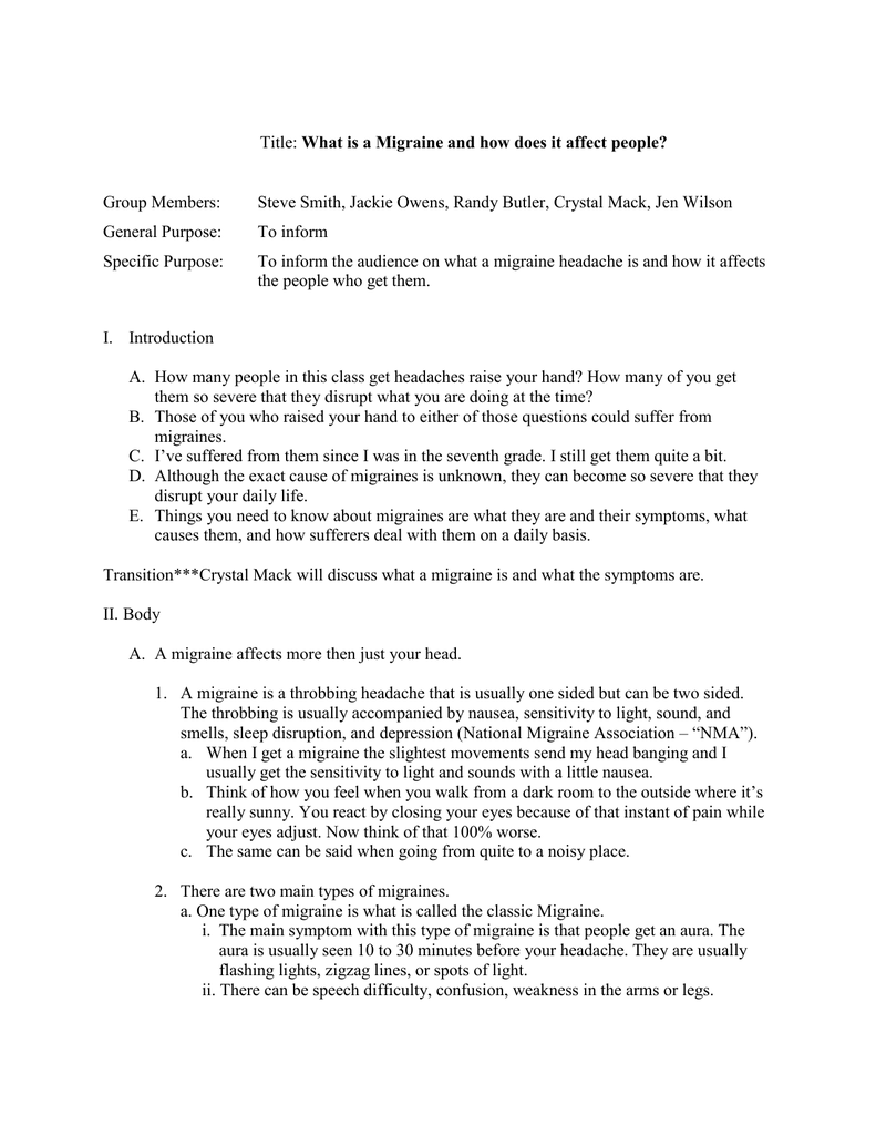 Keyword Outline Example For Speech