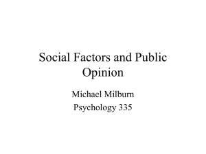 Social Factors and Public Opinion Michael Milburn Psychology 335