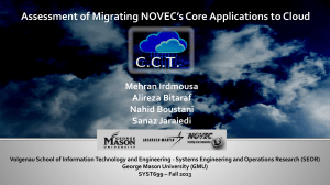 Assessment of Migrating NOVEC’s Core Applications to Cloud Mehran Irdmousa Alireza Bitaraf