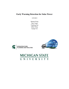 Early Warning Detection for Solar Power 12/9/2015 Spencer Krug Nate Vargo