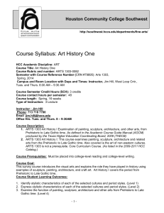 Art Hist. I SYLLABUS, Spring 2014 (Rev).doc