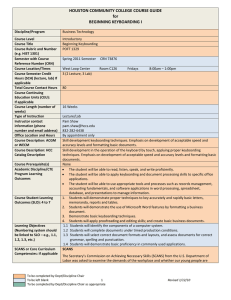 POFT 1329 Syllabus - Keyboarding I - 73876.doc