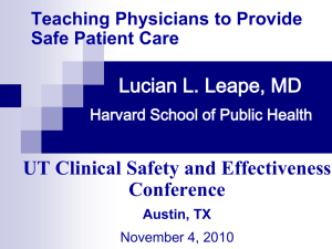 Teaching Physicians to Provide Safe Patient Care