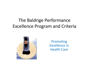 Baldrige Criteria Using the Performance Excellence Criteria in Health Affairs