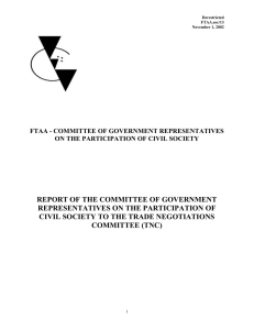 REPORT OF THE COMMITTEE OF GOVERNMENT REPRESENTATIVES ON THE PARTICIPATION OF