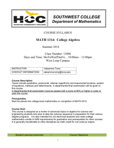 Math 1314, CRN # 12806 , College Algebra.doc