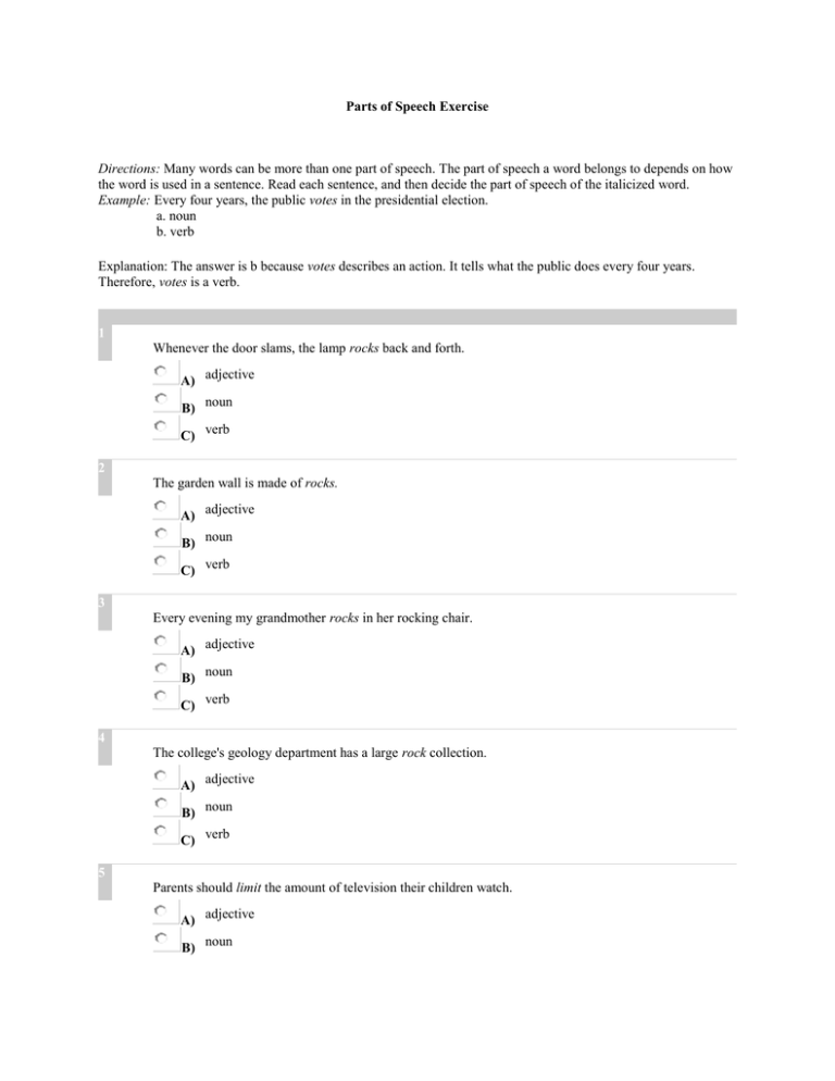 Parts Of Speech Exercises doc