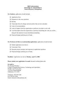 Student Application for Internships and Assistantships