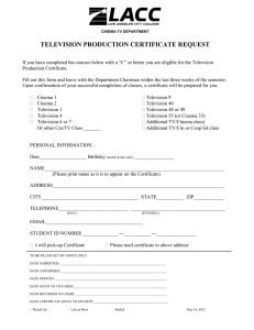 Television Production Certificate Form (Word)