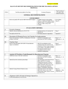 BAS STATE REVIEW RECOMMENDATIONS FOR MDC BAS-HS