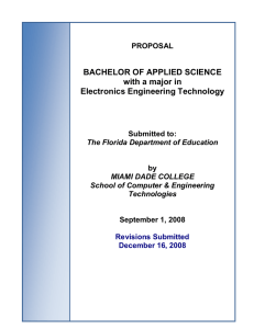 Marked Bachelor of Applied Science - Electronics Engineering Technology (Narrative and Appendices)
