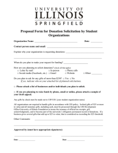 Proposal Form for Donation Solicitation by Student Organizations