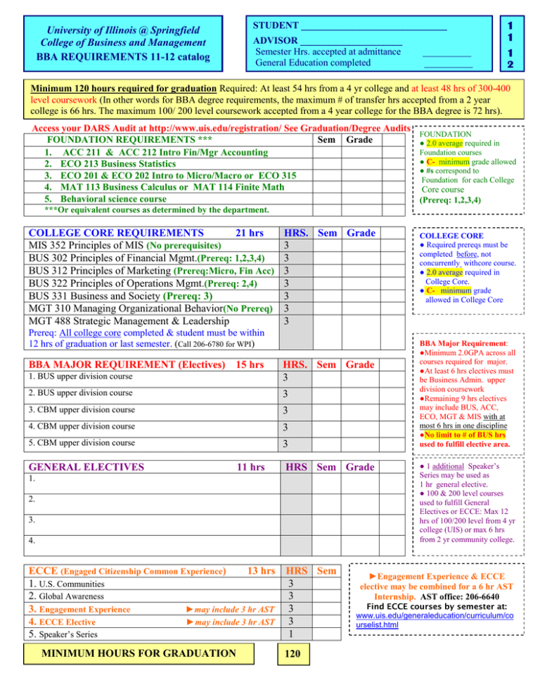 Advising worksheet 11-12 catalog