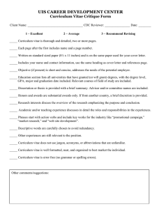 CDC CV Checklist