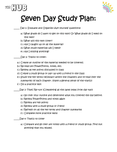 Seven Day Study Plan (worksheet)