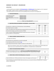 EMERGENCY USE CHECKLIST – DRUG/BIOLOGIC