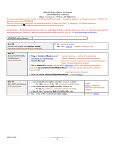 Research Common Application Step 2 Continuation UTHSCSA IRB Application