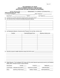 Five page application for use of radioactive material