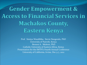 “Gender Empowerment and Access to Financial Services in Machakos County, Eastern Kenya”