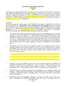 Materials Transfer Agreement