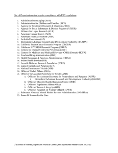 List of Organizations Requiring PHS Compliance